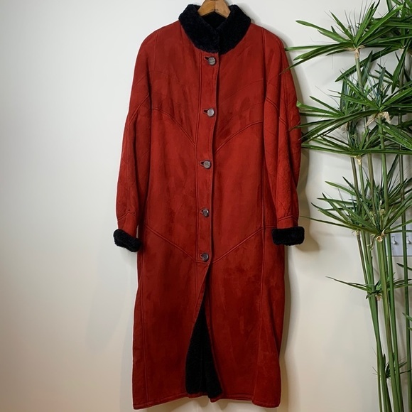 Vintage Jackets & Blazers - Leprechaun Sheepskin Vintage Red Empress Spanish Merino Shearling Suede Fur Coat